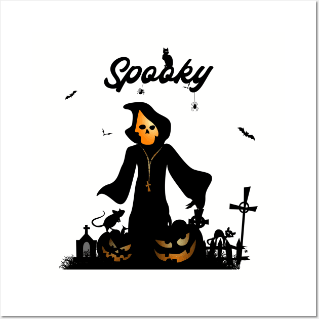 Funny halloween design with skeleton, pumpkin Wall Art by Nicky2342